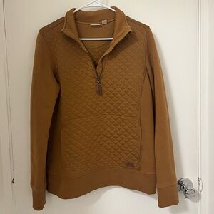 L.L. Bean Tan Quilted Zip-Up Sweater Pullover